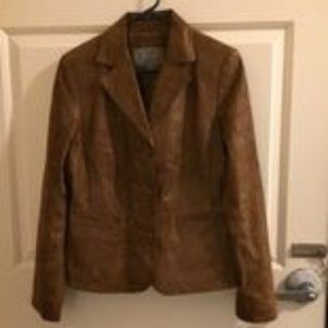 Golden Brown Suede Leather Blazer